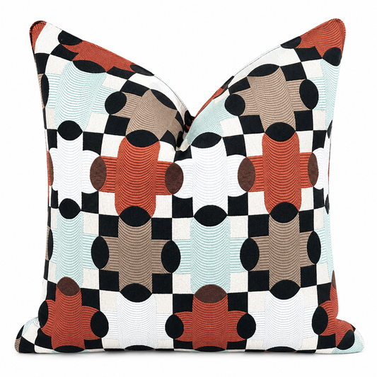 Coussin géométrique multicolore