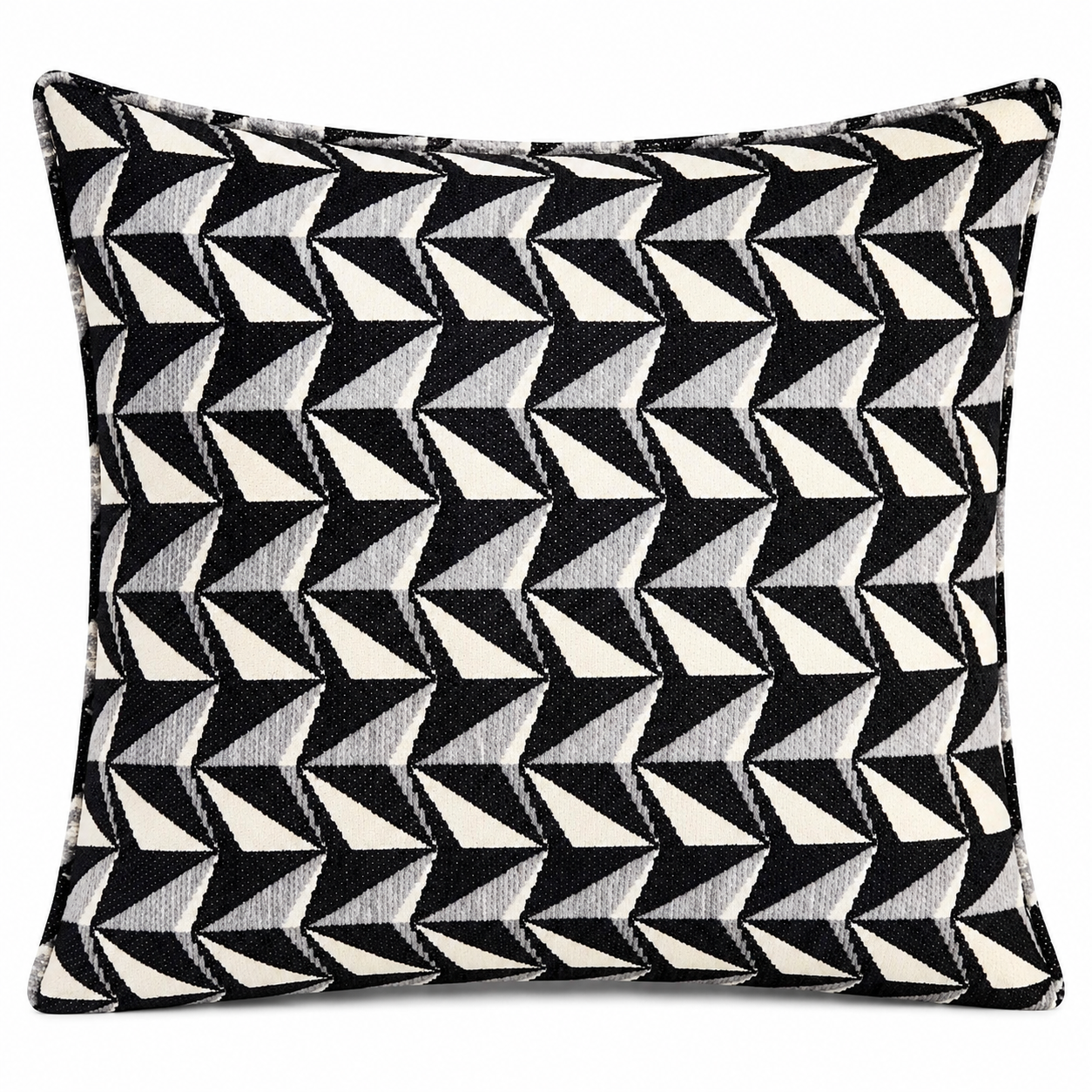 Coussin décoratif géometrique chenille gris