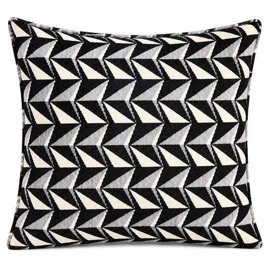 Coussin décoratif géometrique chenille gris 50x50cm