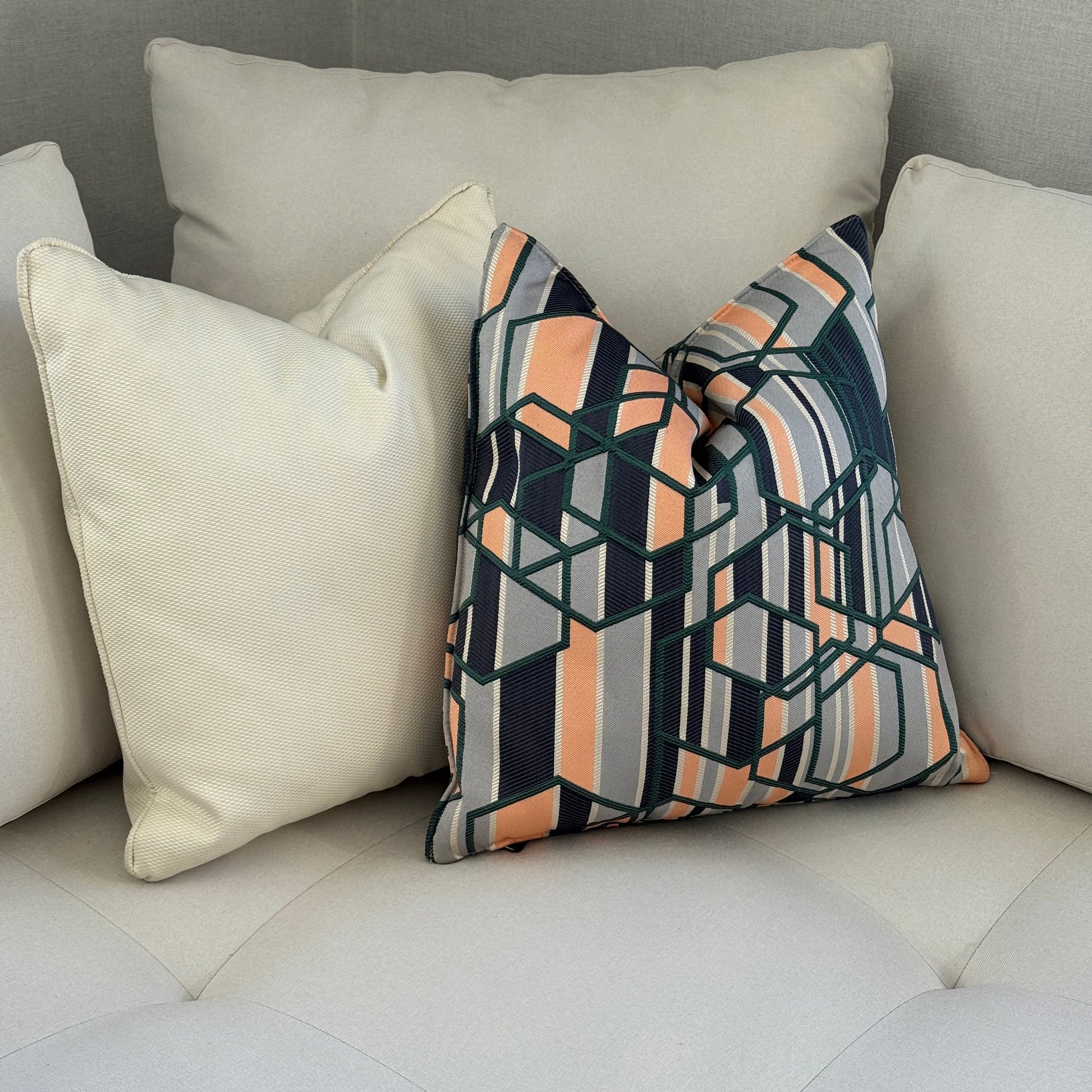 Coussin design marocain géométrique bleu vert  – Pièce décorative haut de gamme