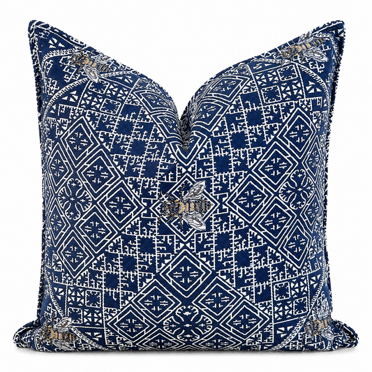 Coussin décoratif intemporel majestic bleu