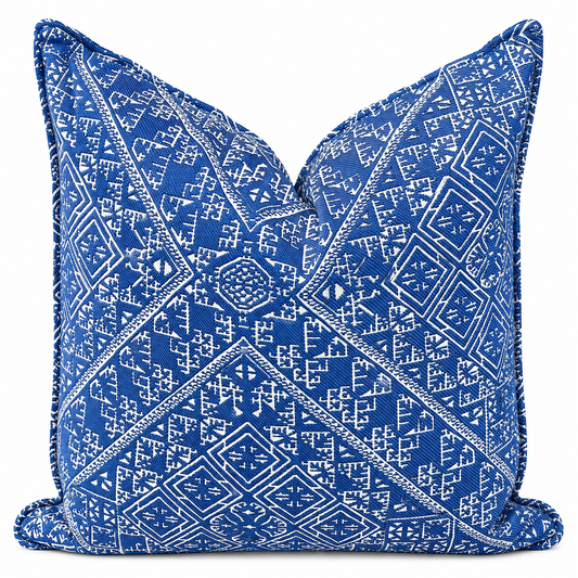 Coussin décoratif intemporel en tarz bleu