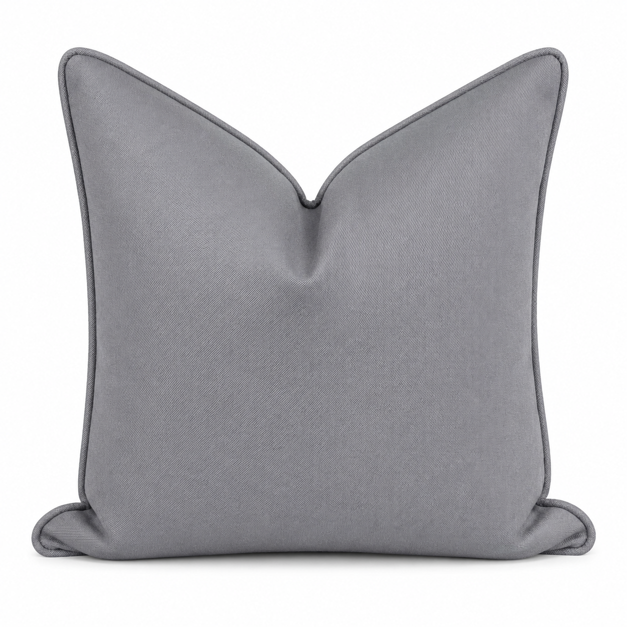 Coussin décoratif taupe uni avec finition passepoile .
