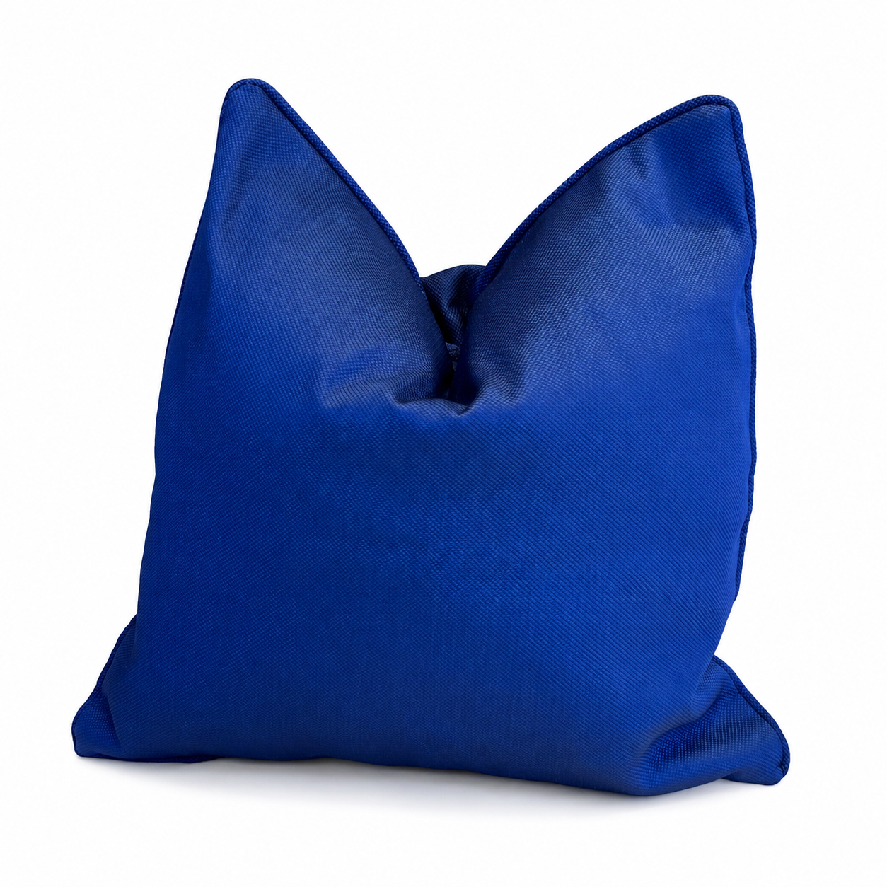Coussin décoratif uni bleu électrique en tissu texturé, style moderne et élégant, signé Biyadi Collection.