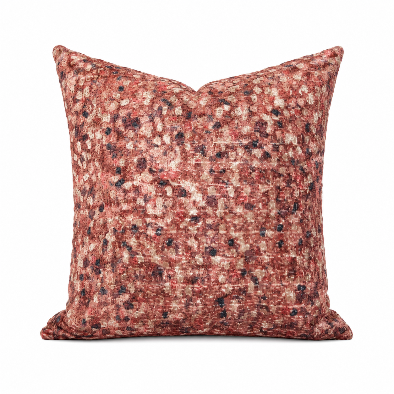 Coussin velour corail à motifs