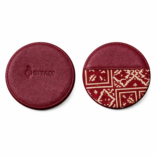 Phone pouch in embroidered effect fabric