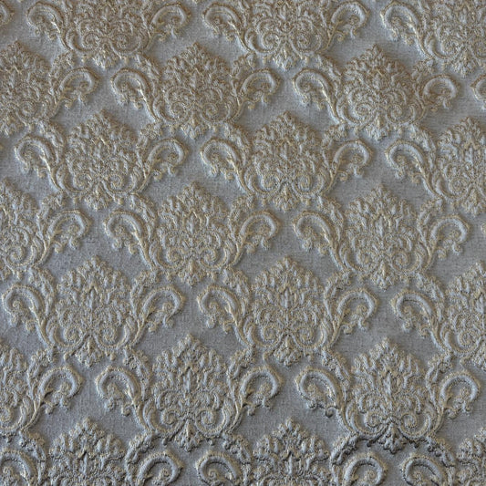Tissu d’ameublement Damas Sculpté beige à motifs damassés en relief
