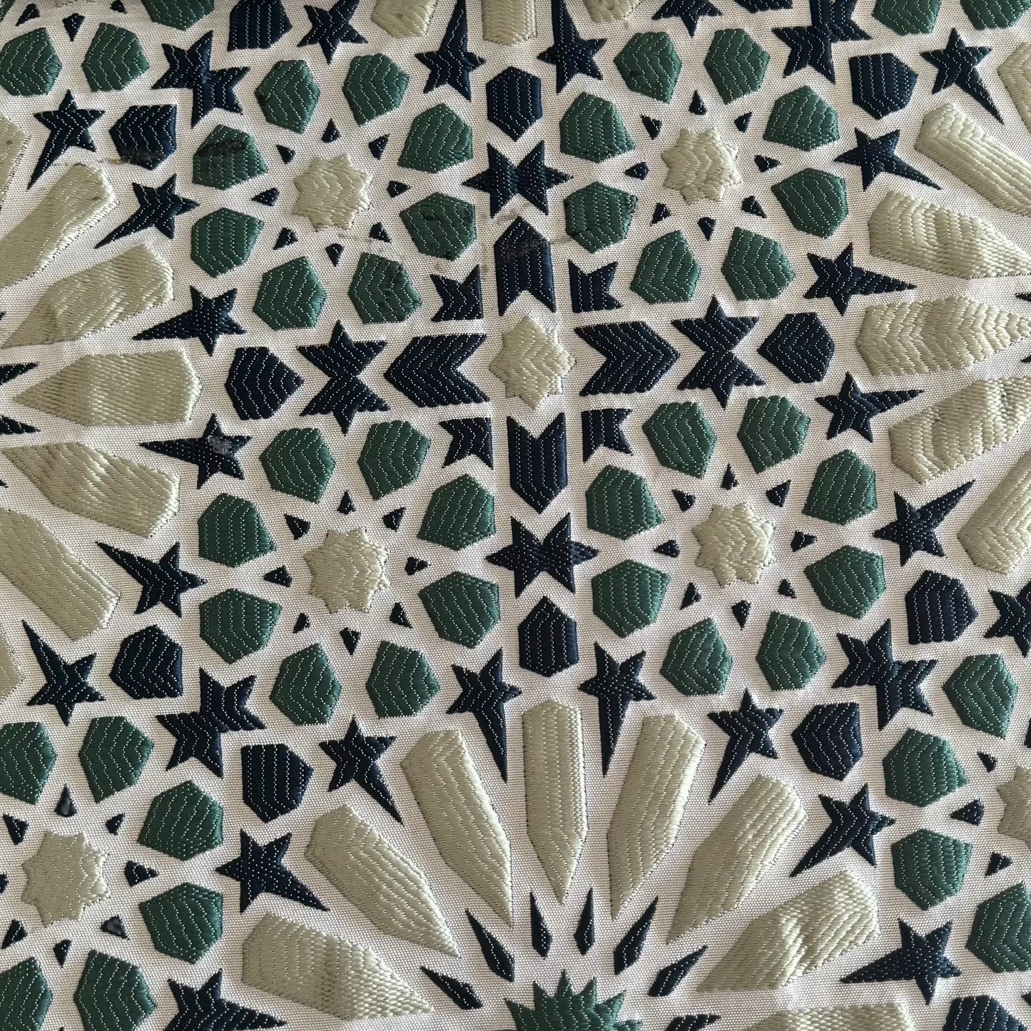 Tissu Zellij marocain bleu et vert à motifs géométriques embossés pour décoration