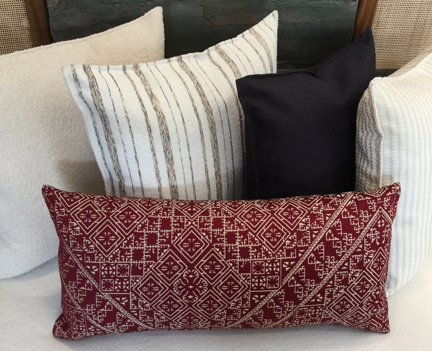 Moroccan traditional burgundy decorative rectangular cushion 60x29cm