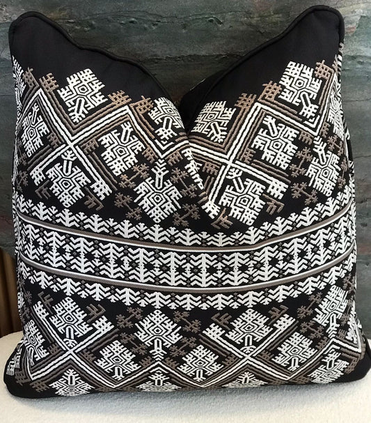 Black ethnic decorative cushion 50x50cm