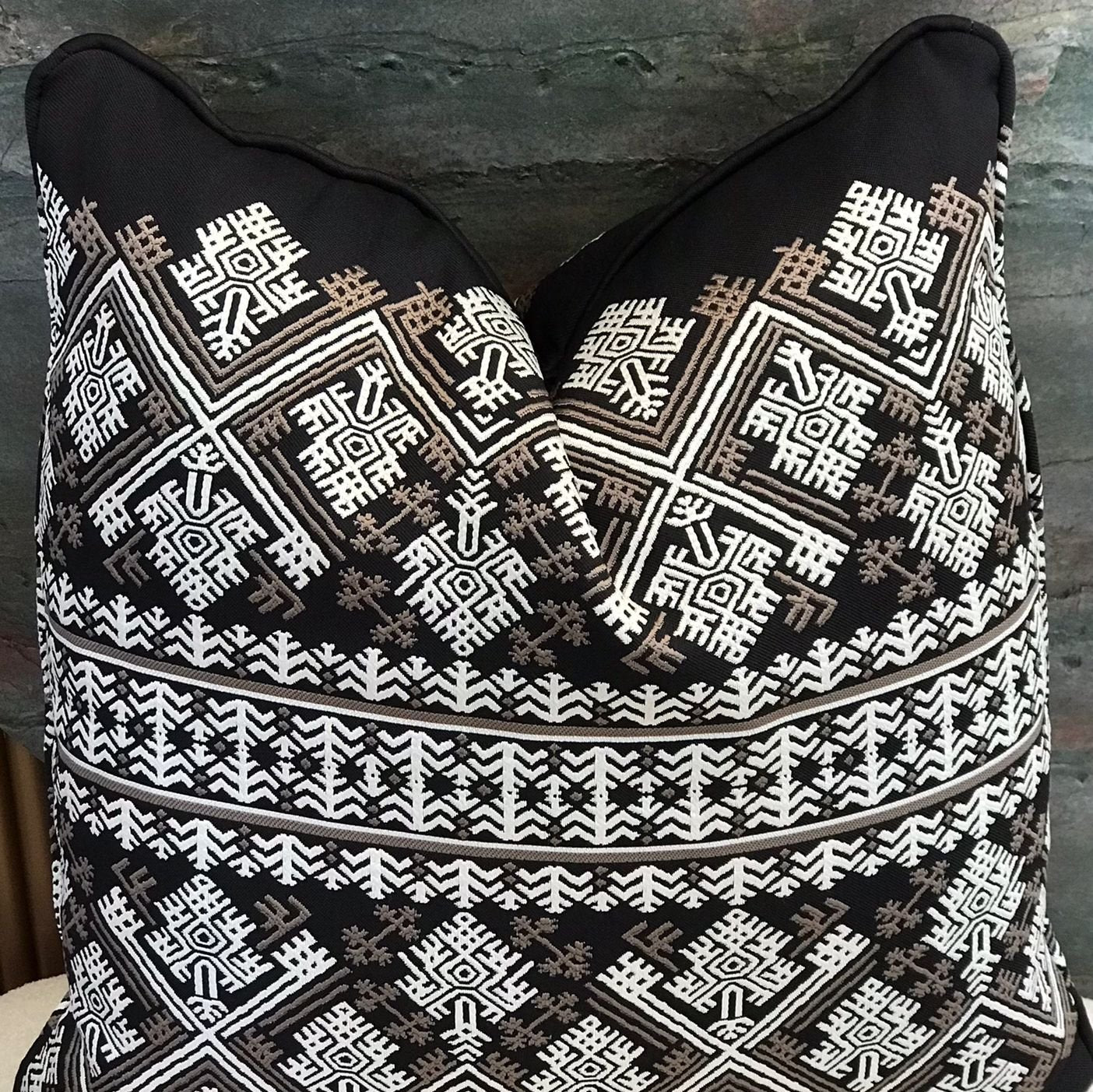 Black ethnic decorative cushion 50x50cm